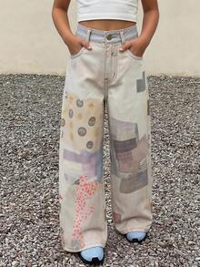 DAZY Design Straight Leg Colorblock Jeans For Tween Girls - Multicolor - View 5