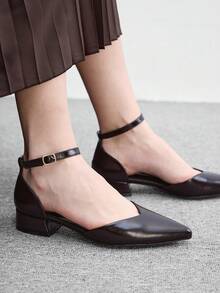 CUCCOO BIZCHIC Elegant Black Patent Leather Pointed Shoelaces Ankle Strap Platform High Heels, Suitable For Offices, Weddings, Parties, Spring And Summer Shoes Fall Shoes - Burgundy. - View 5