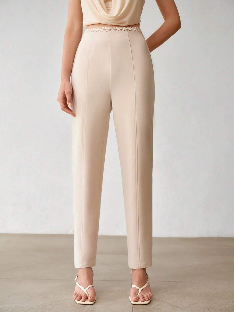 FASHIONABLE ELEGANT COMMUTER LACE DECOR VERSATILE HIGH-END DRAPING SLIMMING ELEGANT SUIT PANTS