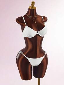 Amplova Women's 3 Pieces All White Sexy Sports Style Swimwear, Cute Underwire Design Beach Party Summer - White - View 8