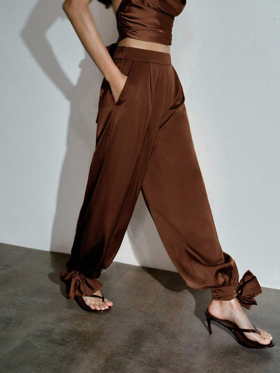 URBAN MODERN CUFFED TIE-UP LANTERN PANTS SPRING SUMMER
