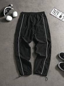 Gym Rark Men's Casual Sports Water-Resistant Drawstring Contrast Trim Pants, Gym - Black - View 2
