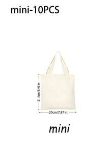 Multi-Size(Mini/S/M/L) Large Capacity Beige Canvas Tote Bag, Multipurpose Storage Handbag For Books & Stationery. Reusable As Party, Wedding, Baby Shower & Exhibition Gift Bag, Fit For DIY Painting, Embroidery And Sublimation Printing. - Beige - View 4