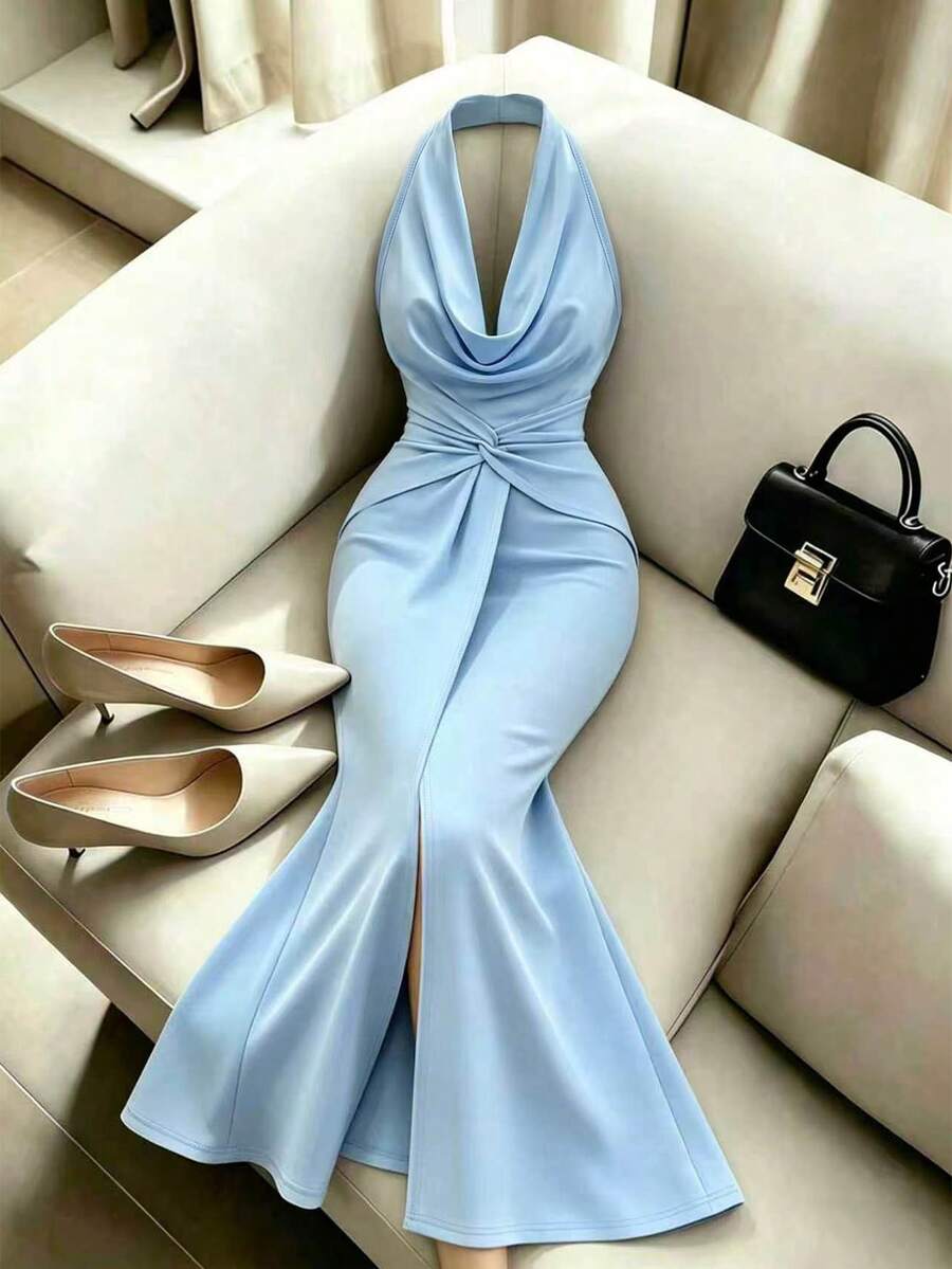 SHEIN Franclia Fashionable Women's Elegant Sexy Draped Neck Ruffle ...