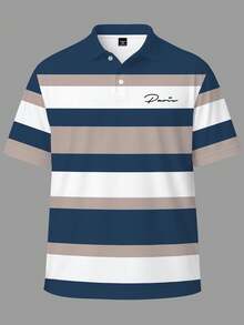 Manfinity Homme 大码男士条纹短袖休闲/商务 Polo 衫 - 彩色 - 查看 1