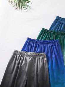 SHEIN 5件/組 男童休閒運動網眼布料漸層百慕達短褲，適合夏季日常穿著與戶外活動 - 彩色 - 查看 7