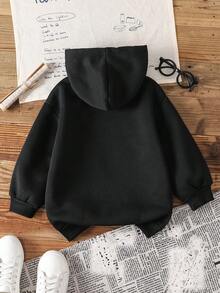 THE POWERPUFF GIRLS X SHEIN Moletom com Capuz de Manga Longa e Estampa Gráfica Casual para Menina, Adequado para Outono/Inverno - Preto - Visão 2
