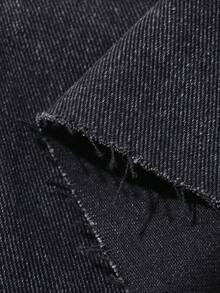 DAZY Rhinestone Decor Frayed Hem Loose Casual Denim Shorts For Summer - Black - View 6