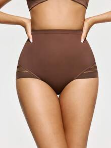 SHAPORA Women's Solid Color Casual Everyday Shaping Shorts - Brown - View 3