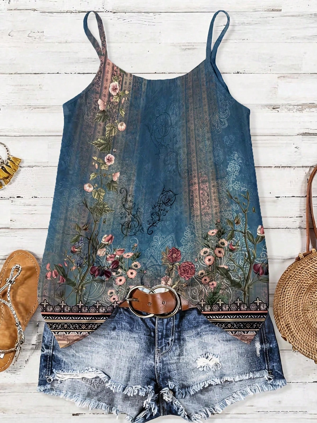 EMERY ROSE The Women's Clothing Line Features Elegant Patterns. The Designs Incorporate Dark Blue Floral Motifs — photo 6