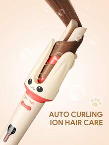 JMMO Cute Cartoon Automatic Hair Curler With US Plug, Digital LCD Adjustable Temperature Ceramic Rotating Curling Wand, Anti-Scald Auto Curling Iron For DIY Wavy Hairstyle Home Salon Hair Styling Tool - US A Type Plug(110-127V) - View 3