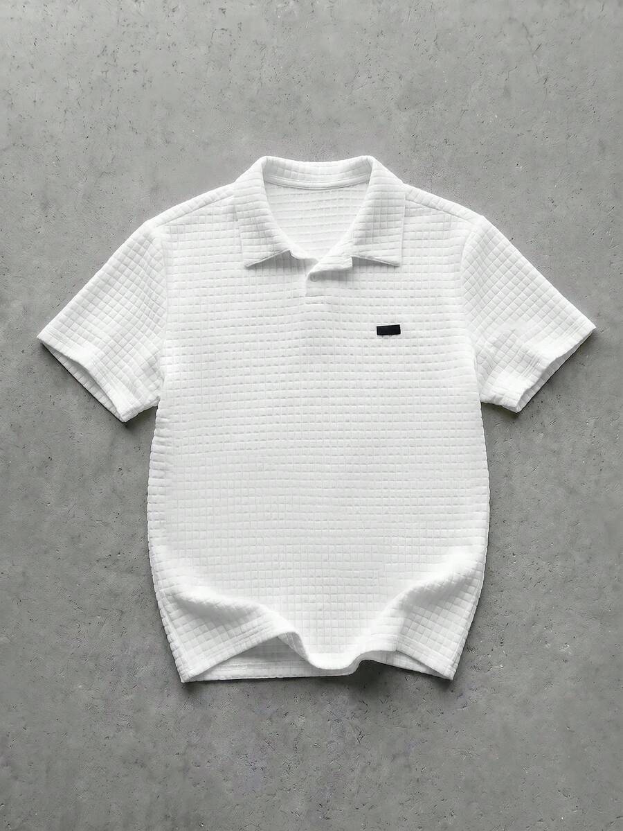 GENTILAND 男士优雅纯色 Polo 衫,适合通勤和日常穿着 - 白色 - 查看 1