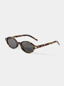 MOTF PREMIUM SIMPLE METAL TRIMMED TORTOISESHELL OVAL SUNGLASSES, COMMUTER RETRO WIND UV-PROOF SUNGLASSES, LIGHT AND FAMILIAR TORTOISESHELL NARROW-FRAME SUNGLASSES, ADVANCED ANTI-UV DAILY STREET SUNSHADES - leopard print - View 8