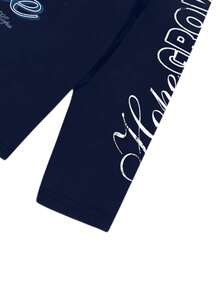 ROMWE MEN Street Life Camiseta con estampado de letras para hombre, adecuada para uso diario en primavera y verano - Azul Marino - Ver 5
