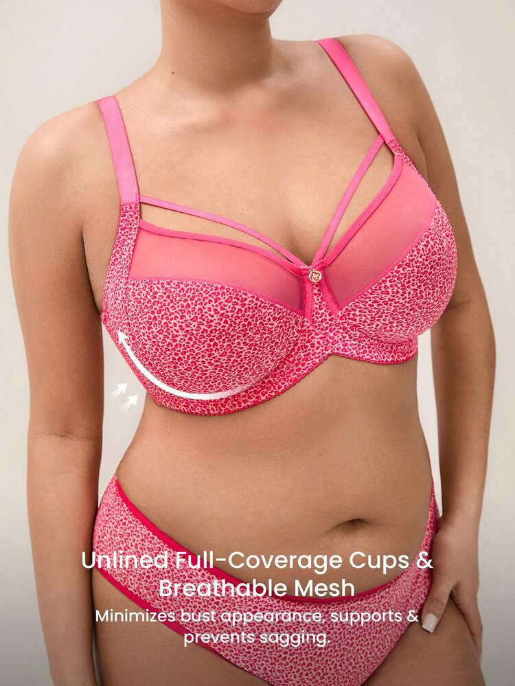 Plus Unlined Full Coverage Side Support Mesh Bra