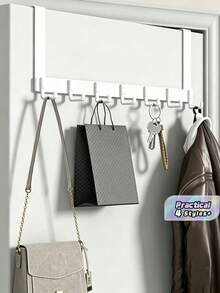 1pc Over-The-Door Hanger Rack, Wall-Mounted Clothes Hanger Hook, Garment Storage Shelf, Door Back Organizer Rack, Suitable For Bedroom And Bathroom - White - View 2