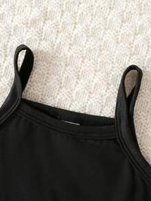 SHEIN Playful Pals 3件組女嬰時尚休閒套裝：格紋長袖襯衫 + 吊帶短版背心 + 喇叭牛仔褲 - 黃色 - 查看 6