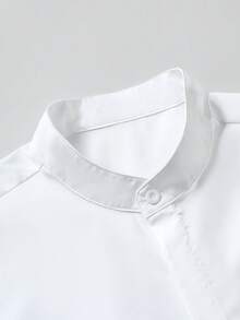 Manfinity Mode Men's Solid Color Single-Breasted Casual Versatile Daily Travel Short Sleeve Shirt, Formal - White - View 4
