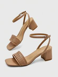 CUCCOO BIZCHIC Simple And Generous, Fashionable And Versatile, Casual Workplace Commuter Women's High-Heeled Sandals Summer - Apricot - View 10