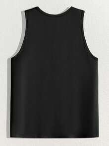 Manfinity RebelGame Men's Casual Versatile Solid Color Tank Top - Black - View 4