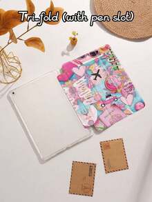 Aesthetic Y2K Pink Graffiti Case Compatible With IPad Air & Pro, Cool Sticker Bomb Printed Smart Tablet Cover, Stylish Maximalist Shell - Multicolor - View 5