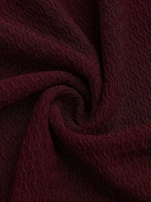 SHEIN Unity Plus Size Women's Solid Color Knitted Ribbed Asymmetric Shoulder Flare Sleeve Ruffle Trim Bodycon Maxi Elegant Party Dress - Burgundy - View 4