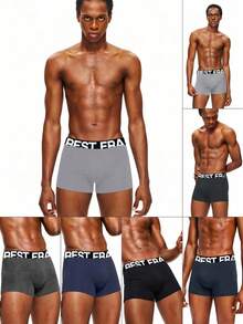 EasyFave Set de 7 calzoncillos tipo bóxer con estampado de letras para hombre - Multicolor - Ver 6