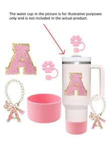 A-C 4-One Piece Cup Accessory Set, Excluding Cups And Straws (30- 40 Ounces)-Accessory Set Includes: 1 Straw Top, 1 Letter Amulet, 1 Silicone Cup Protective Base, And 1 Cup Letter Sticker, Perfect As A Daily Or Holiday Surprise Gift. - Baby Pink - View 12
