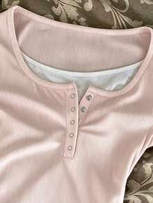 SHEIN Women's Casual Comfortable Breathable Short Sleeve T-Shirt - Pink - View 5