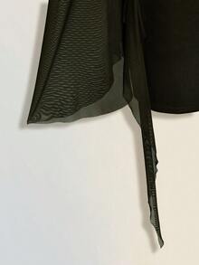 SHEIN ICON Sexy Oversized Cowl Neck Mesh Patchwork Backless Mini Dress - Army Green - View 6