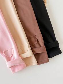 Babygirl Cute Casual Knit Autumn/Winter Versatile Heart Pattern Long Pants 4pcs Set - Black - View 5