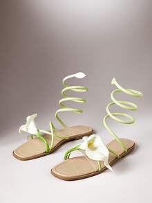 VACAZURE Sandals bệt thời trang nữ thiết kế dây buộc đa năng dùng hàng ngày - Màu xanh Bạc hà - Xem 1