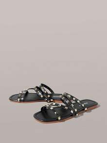 Styleloop Women's Flat Sandals, Bohemian, Beach Vacation, Western Wind, Summer Wear, Travel Essentials - dark - View 2