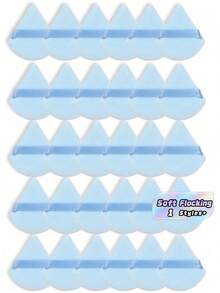 50Pcs/40Pcs/30Pcs/20Pcs/10Pcs/5Pcs Velvet Triangle Powder Puff Facial Makeup Tools Air Cushion Powder Puff Reusable Makeup Sponge Makeup Gadgets Loose Powder Puff Wet And Dry Dual-Use Powder Puff Hot Weather Makeup Essentials Beach Makeup Tools - Blue - View 1