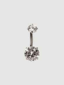 MortiRose 5 pièces Ensembles de bijoux de piercing de corps pour femmes, anneaux de nombril floral cœur sexy de luxe en zircone - Argent - Voir 7