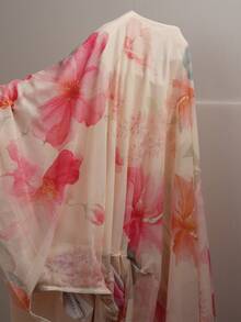 Solflare Gaun Cami Elegan Berkerah Ruffle Motif Bunga Ukuran Plus untuk Wanita, Liburan Musim Panas Warna Pink - MultiWarna - View 7