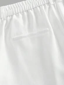 Manfinity RebelGame 男士大尺碼素色口袋直筒寬鬆休閒百搭長褲 - 白色 - 查看 9