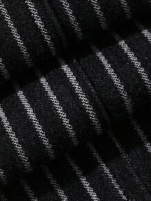 Livesso Summer Black And White Striped Pinstripe Camisole Top Straight Leg Casual Pants Set, Loose Business Casual, Commute Women's 2-Piece Outfit Vacation - Dark Wash - View 8