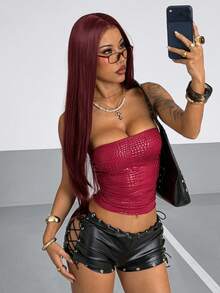 StreetHx 女款貼身抓皺時尚抹胸上衣 - 彩色 - 查看 4