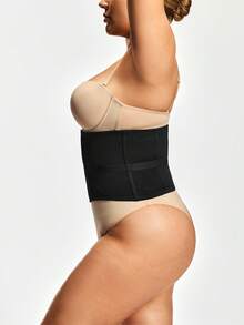 SHAPORA Plus Size Waist Trainers, Shaping & Slimming With Button-Up Design - Black - View 5
