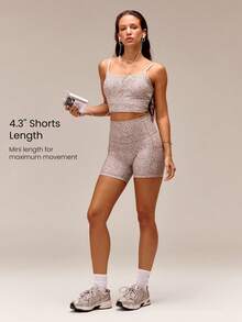GLOWMODE 4.3" FeatherFit™ Anti-Slip Pocket Bike Shorts Non Front Seam Low Impact Cycling Running Gym Workout Summer - Light Grey - View 5