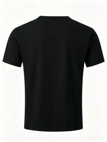 Manfinity Dauomo Camisa polo de manga corta de uso diario minimalista de unicolor para hombres - Negro - Ver 2