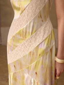 MOTF PREMIUM WOMEN'S FASHIONABLE CONTRAST LACE LONG DRESS - Yellow - View 5