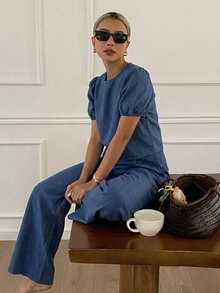 DAZY Women's Summer Striped Spaghetti Strap Top And Long Pants Casual 2 Pieces Set - Blue - View 4