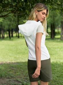 In My Nature Women's Solid Color Zipper Hooded Casual Versatile Daily Outdoor Vest Jacket - White - View 3