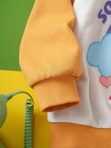 LOONEY TUNES X SHEIN Young Girl Cute Rabbit Ear Design Graphic Sweatshirt, Cartoon Adorable Casual Style, Suitable For Spring Autumn Winter - Camel - View 8