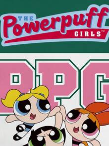 THE POWERPUFF GIRLS X SHEIN 圆领短袖紧身短款撞色饰边领夏季休闲卡通可爱趣味运动芭蕾舞风格复古花朵、泡泡、毛茛图案全覆盖紧身女式T恤 - 白色 - 查看 4