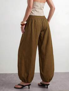 Sinnesro Women's Casual Boho Brown Lantern Pants, Suitable For Summer And Autumn, 2026 New Style, Perfect For Party Holiday Vacation Yoga, Commute - Army Green - View 3
