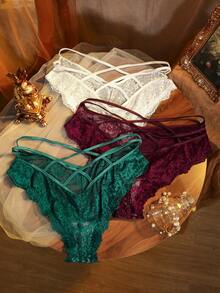 Divavoom Plus Size Lace Panties 3-Pack - Multicolor - View 2
