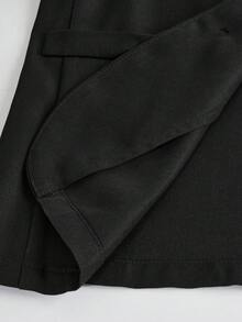 SHEIN 两件套青少年男童绅士风修身休闲西装外套及裤子，含领带，绅士套装，派对礼品，返校服，秋冬季 - 黑色 - 查看 6